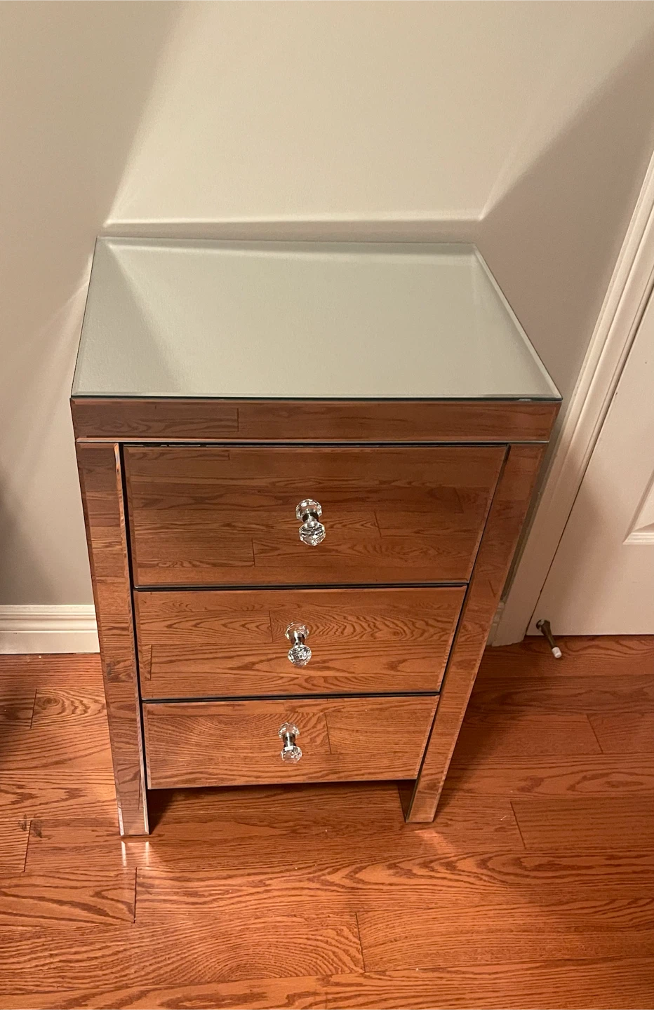 Mirrored 3-Drawer Nightstand - photo 2
