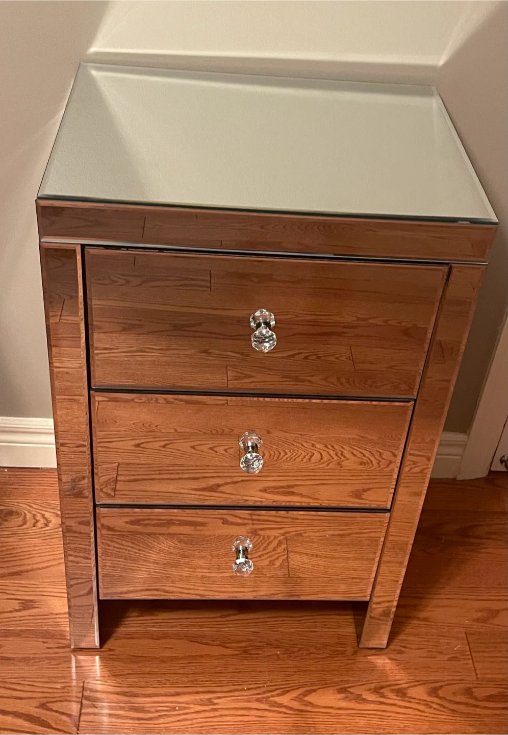 Mirrored 3-Drawer Nightstand - photo 3