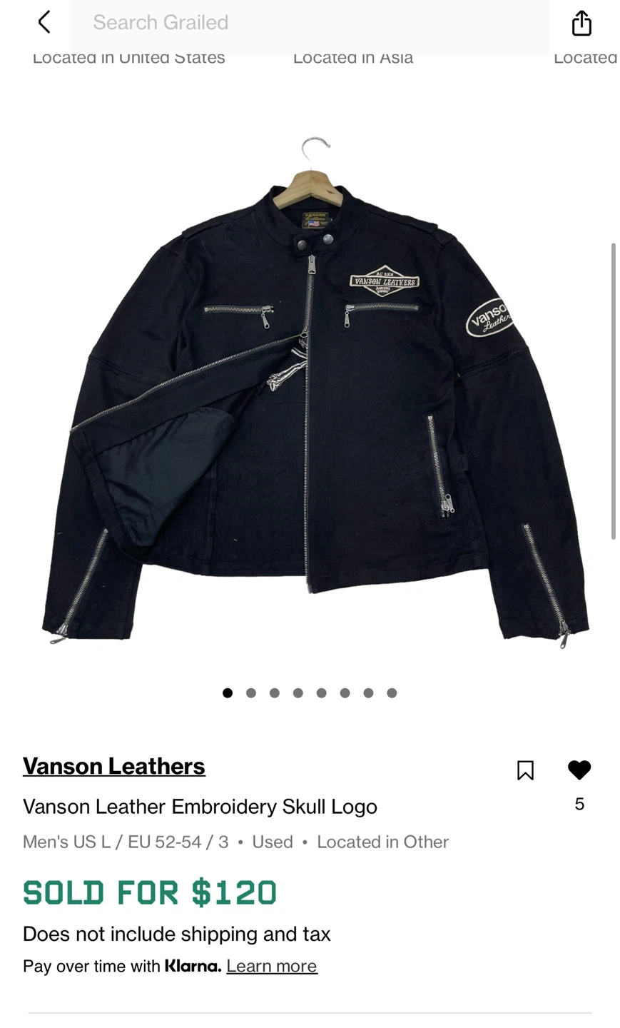 Vanson Leathers Black Embroidery Skull Logo Jacket