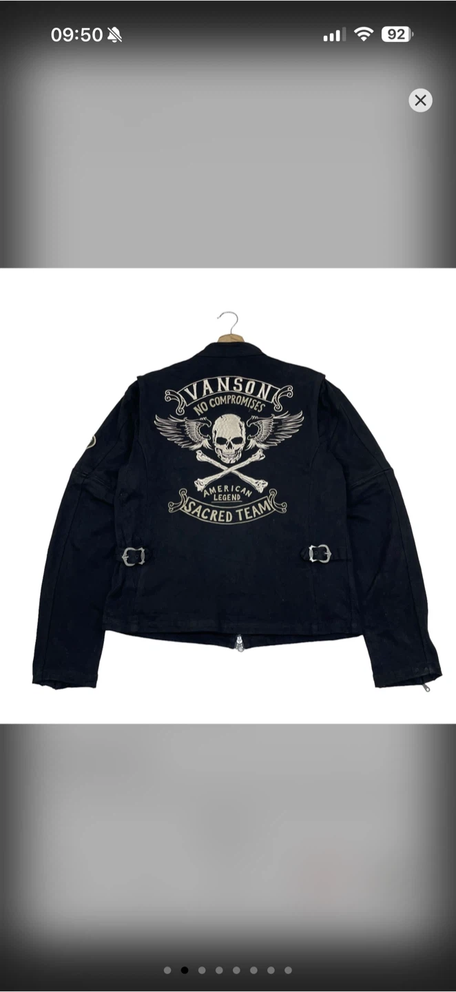 Vanson Leathers Black Embroidery Skull Logo Jacket - photo 4