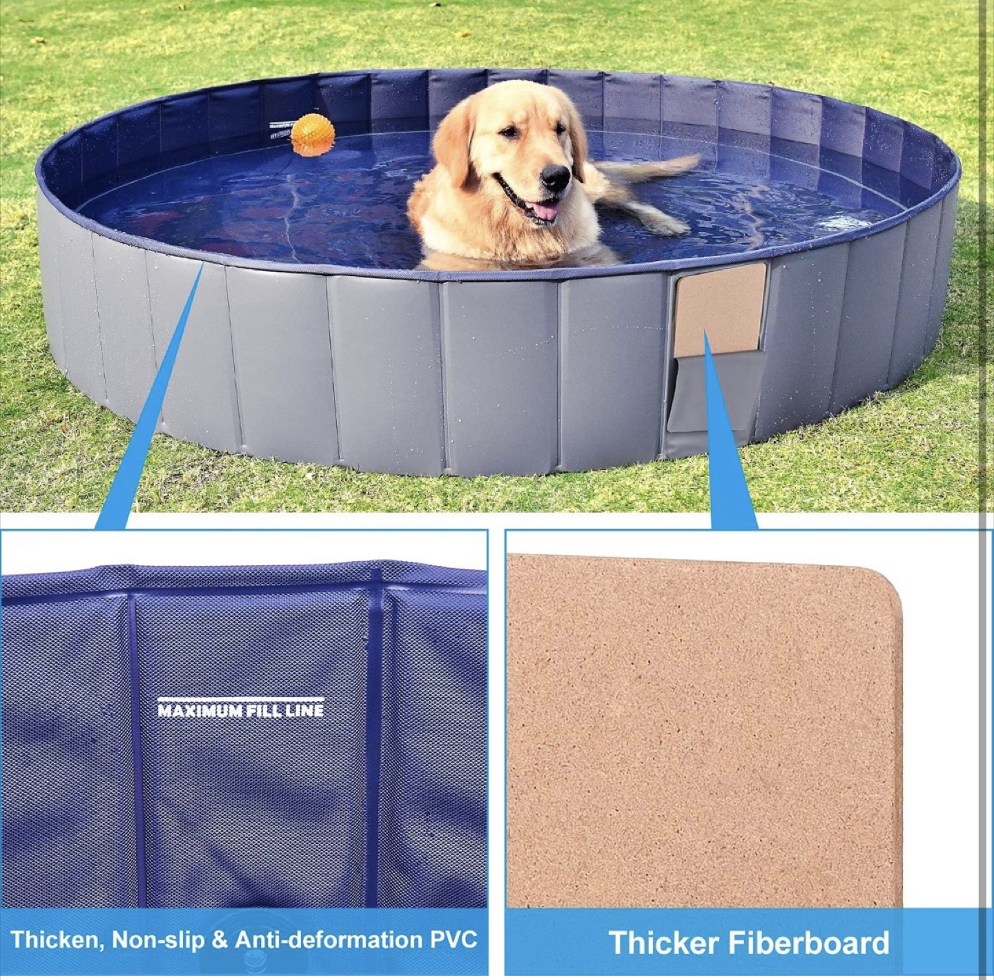 63” Portable Pool For Kids Or Pets WITH Cover - photo 5