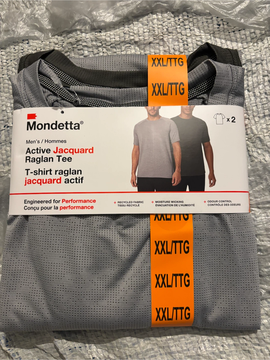 Mondetta Men's Active Jacquard Raglan Tee - XXL/TTG (2 Pack)