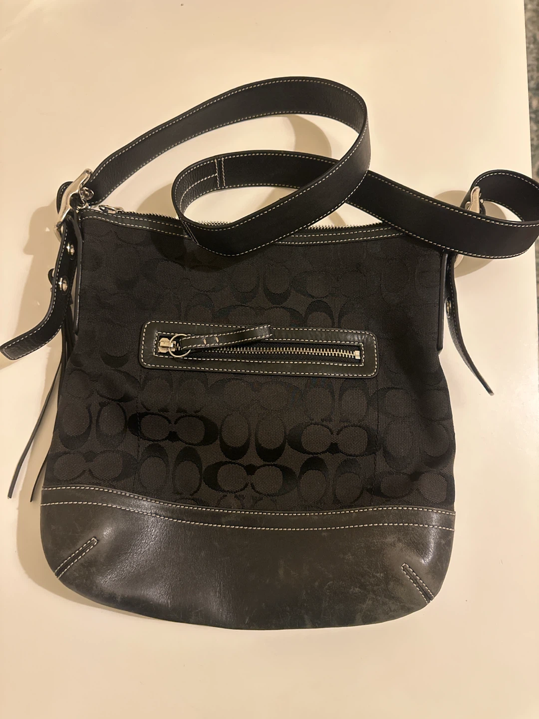 Coach Black Monogram Shoulder Bag