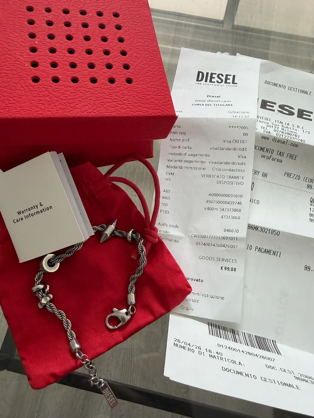 Diesel Stainless Steel Charm Bracelet