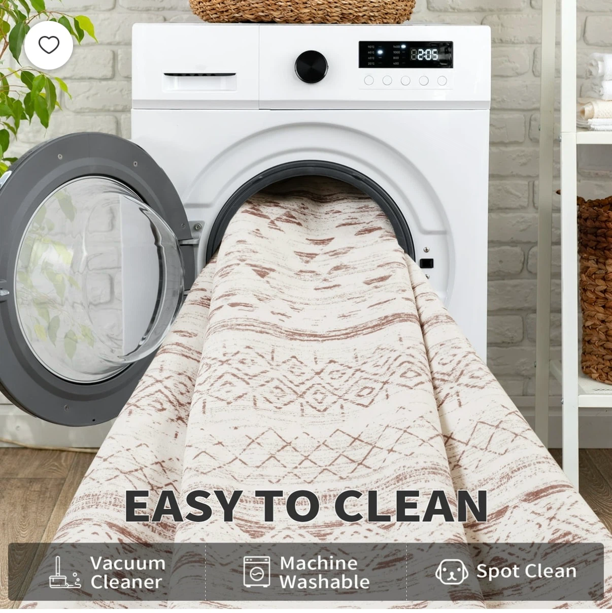 VUNATE 5x7 Area Rug - Washable Boho Pink Accent Rug - photo 4