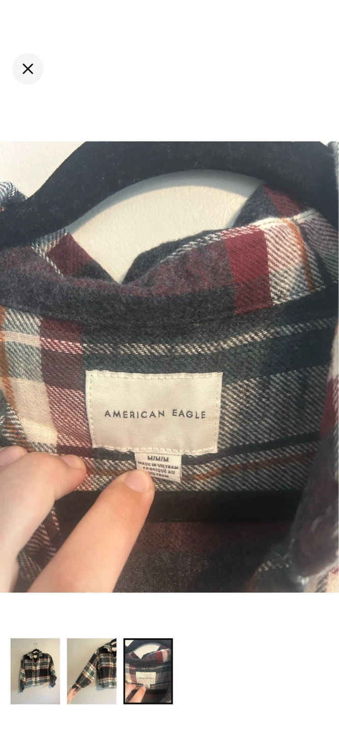 American Eagle Plaid Cropped Flannel Shirt - photo 3