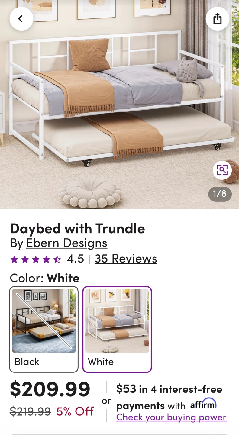 Ebern Designs White Daybed with Trundle