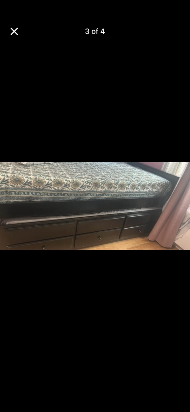 Black Twin Bed Frame with Storage Drawers