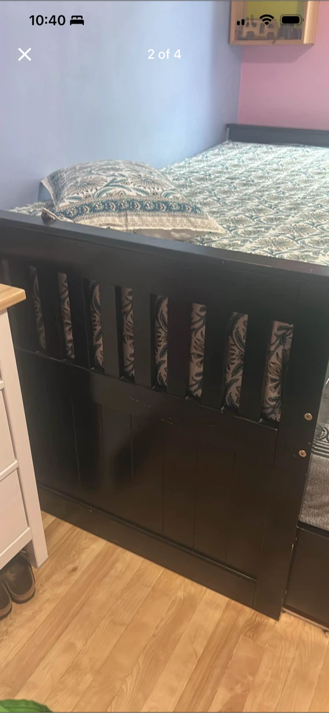 Black Twin Bed Frame with Storage Drawers - photo 2