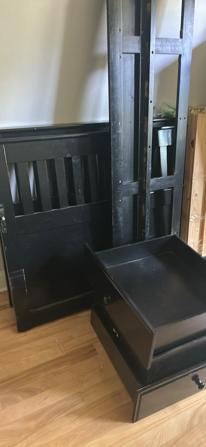 Black Twin Bed Frame with Storage Drawers - photo 3