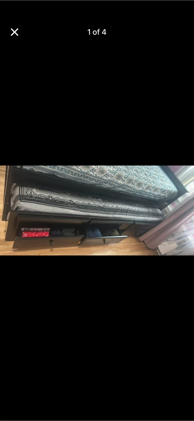 Black Twin Bed Frame with Storage Drawers - photo 4