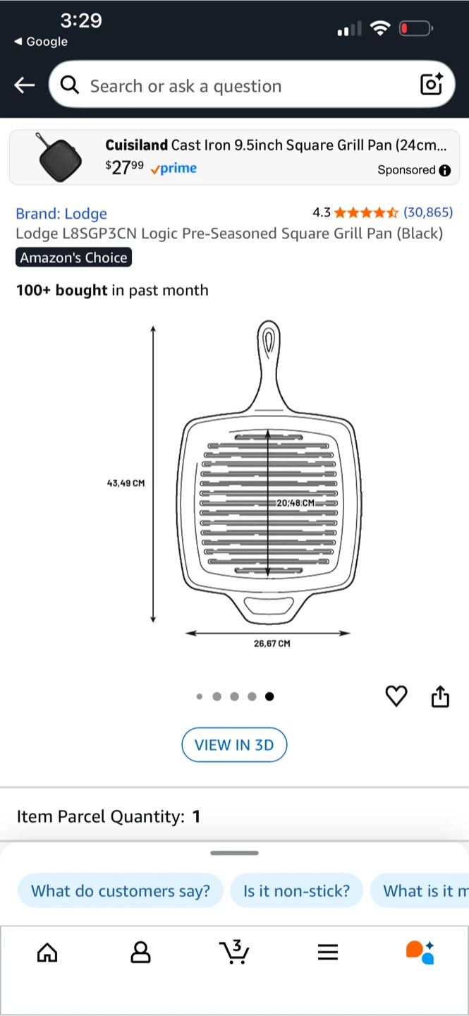 Lodge Cast Iron 9.5-inch Square Grill Pan - photo 3