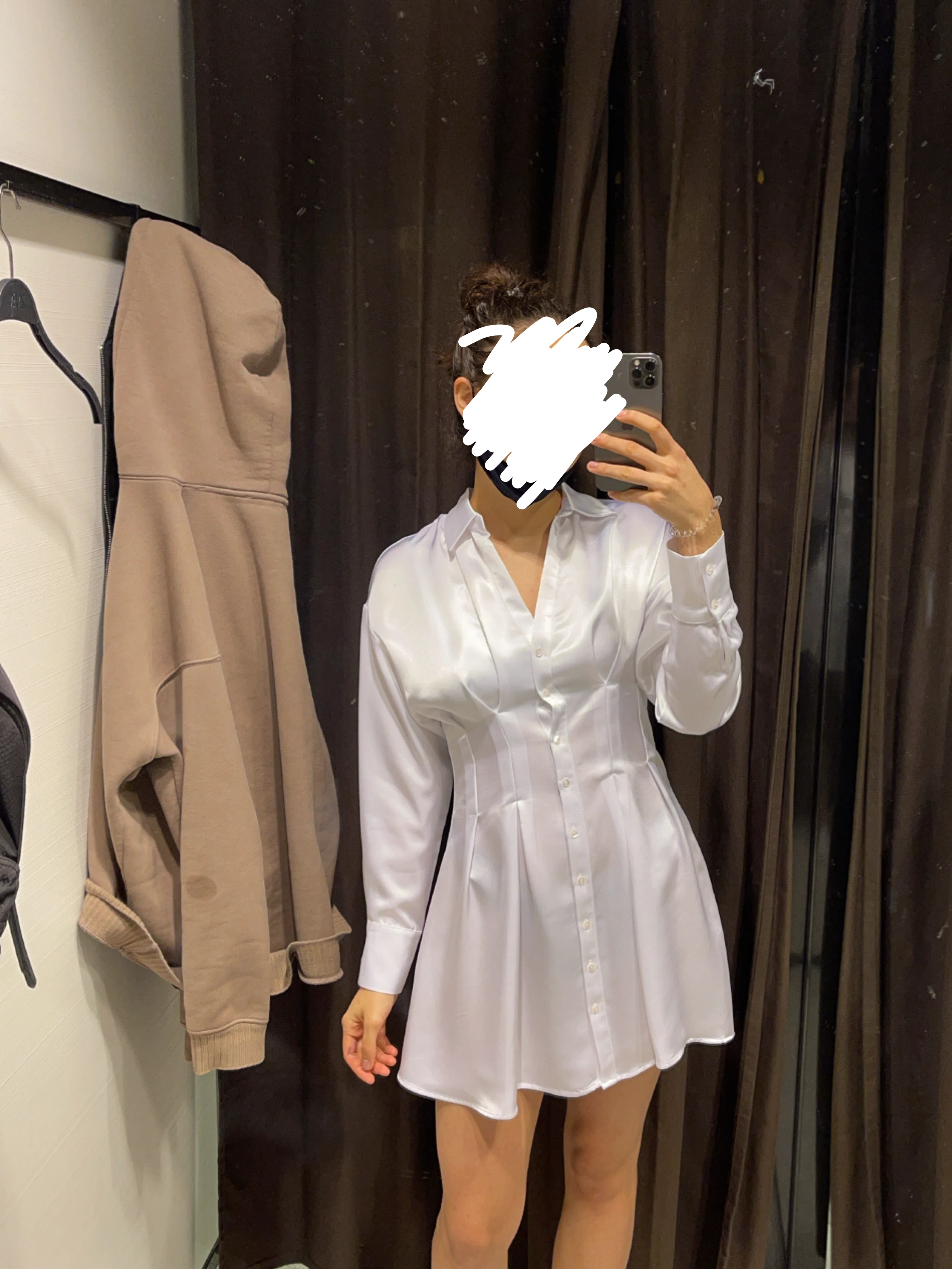 White Satin Shirt Dress
