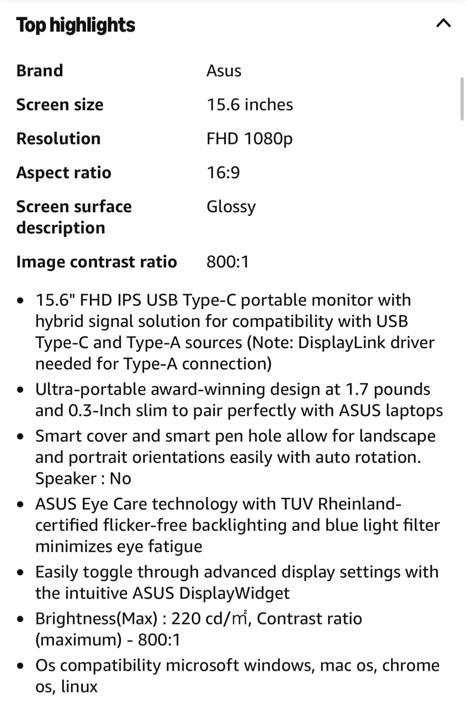 Asus 15.6" FHD Touchscreen Portable Monitor - photo 2