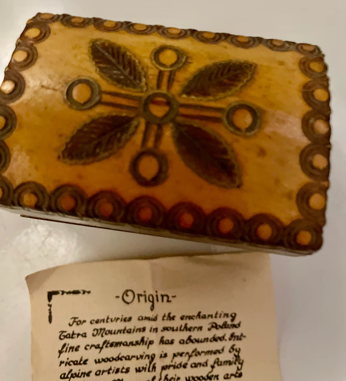 Hand-Carved Wooden Trinket Box