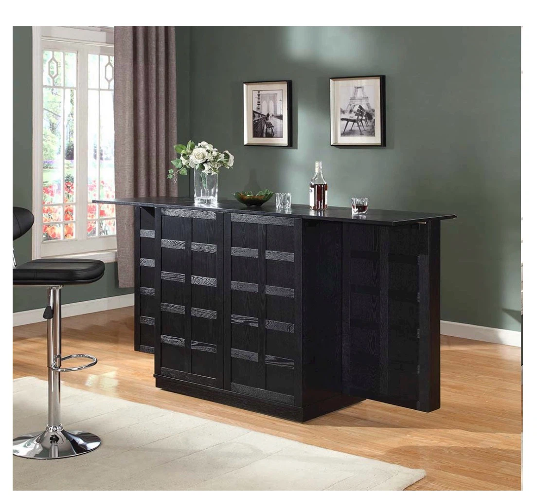 Black Bar Cabinet with Wine Rack and Glass Holders - photo 4