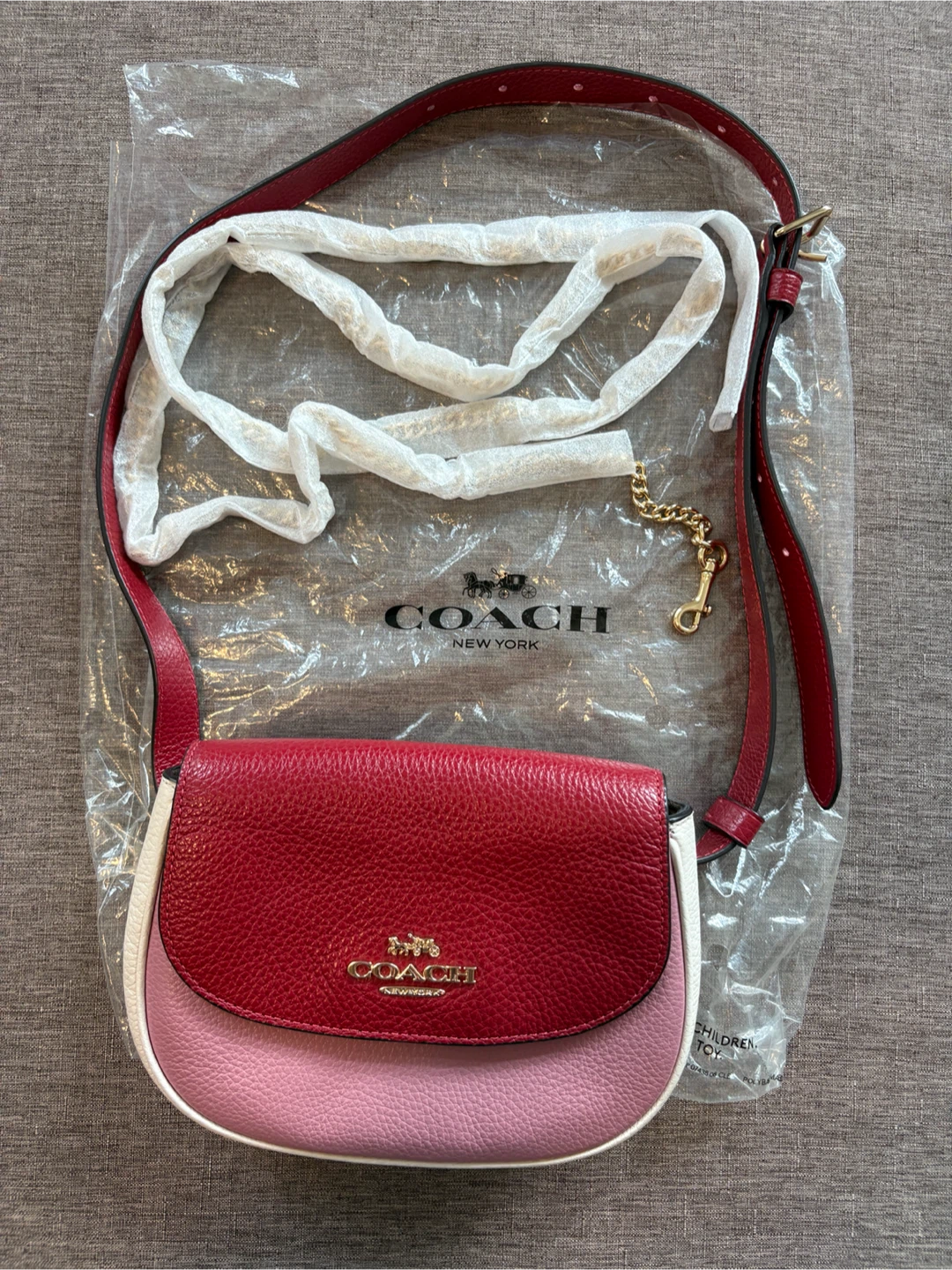 Coach Saddle Belt Bag in Colorblock Pink/Red/Multi