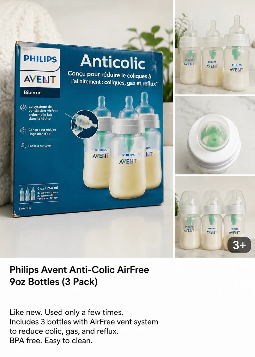 Philips Avent Anti-Colic AirFree 9oz Bottles (3 Pack)