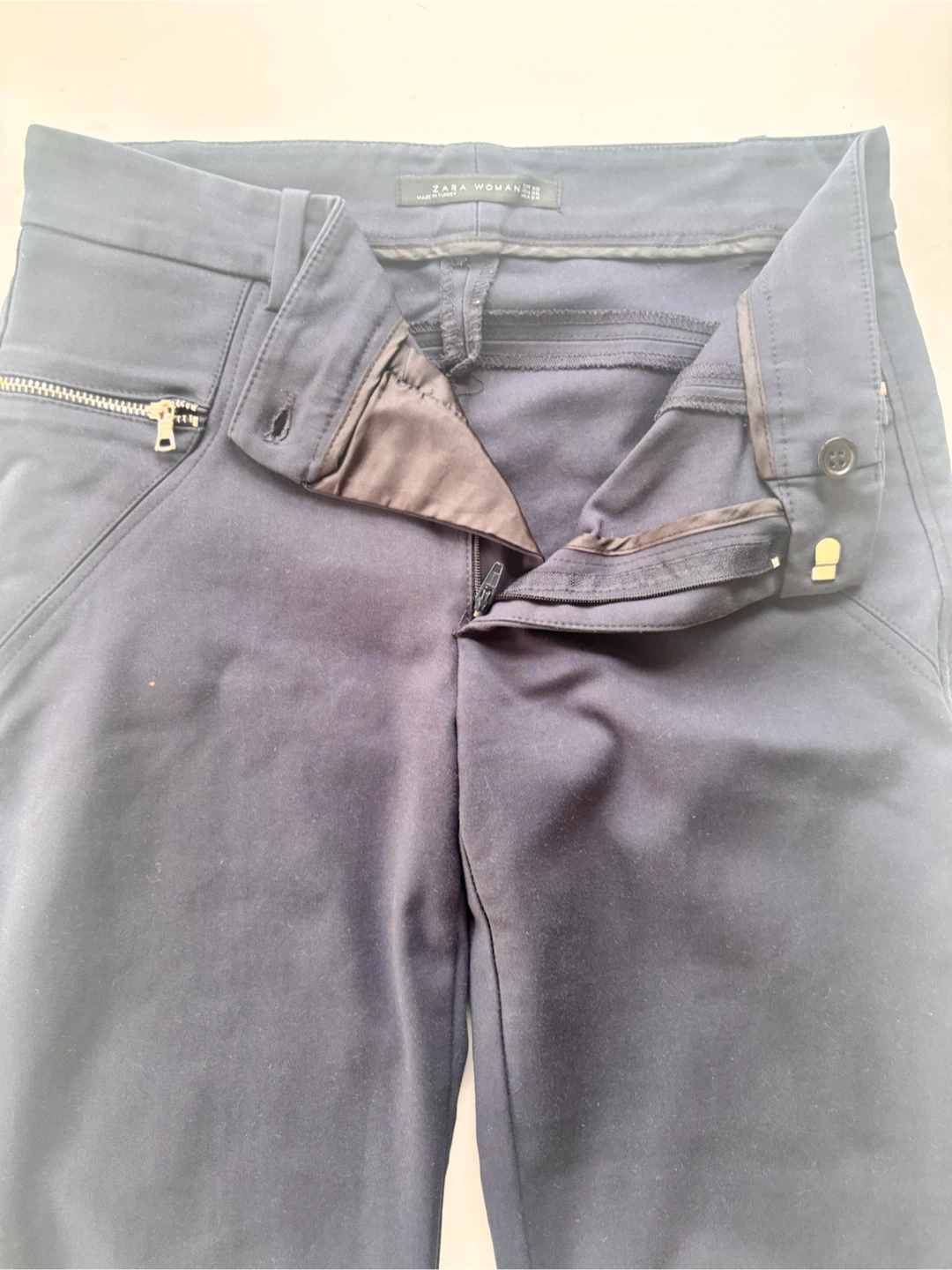 Zara Woman Navy Blue Zip Detail Pants - photo 3