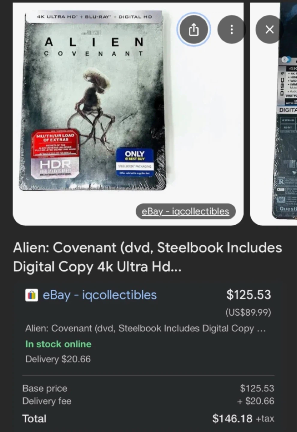Alien Covenant 4K + Bluray Steelbook - photo 3