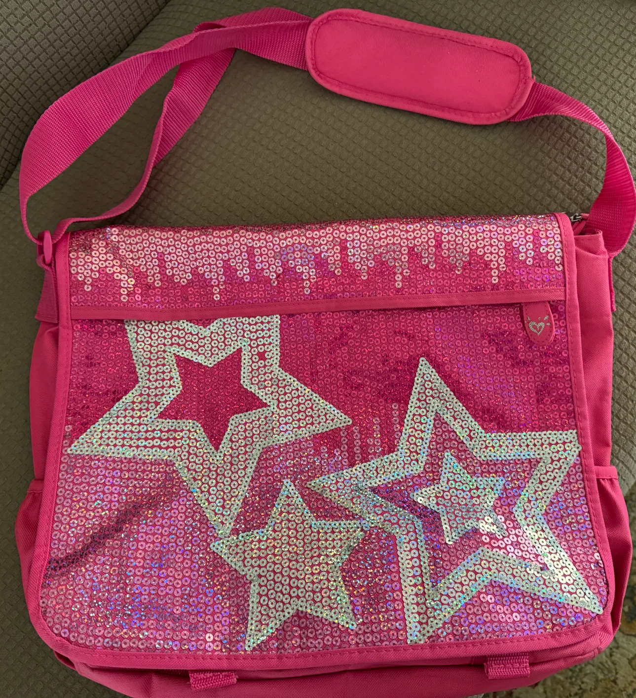 Justice Pink Sequin Star Messenger Bag