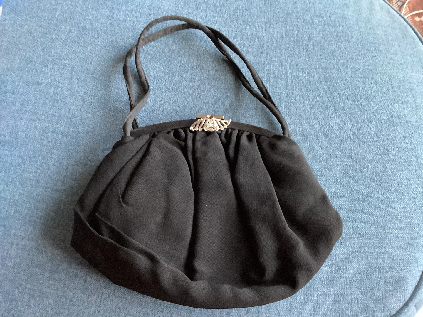 #3 Art Deco Black Ruched Fabric Evening Bag 🐞