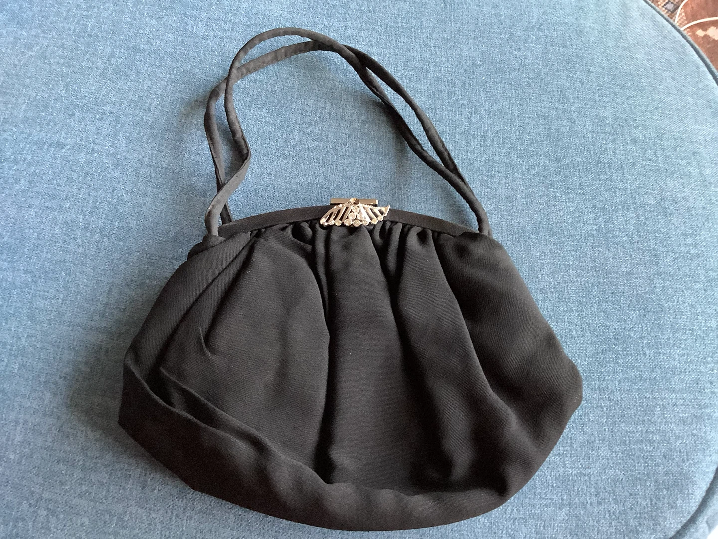 #3 Art Deco Black Ruched Fabric Evening Bag 🐞 - photo 4