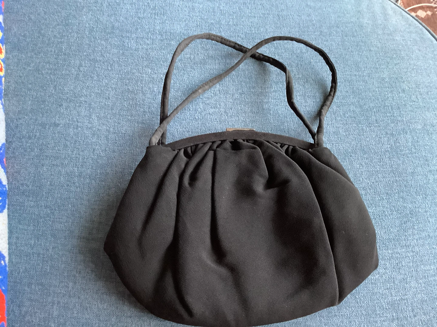 #3 Art Deco Black Ruched Fabric Evening Bag 🐞 - photo 5