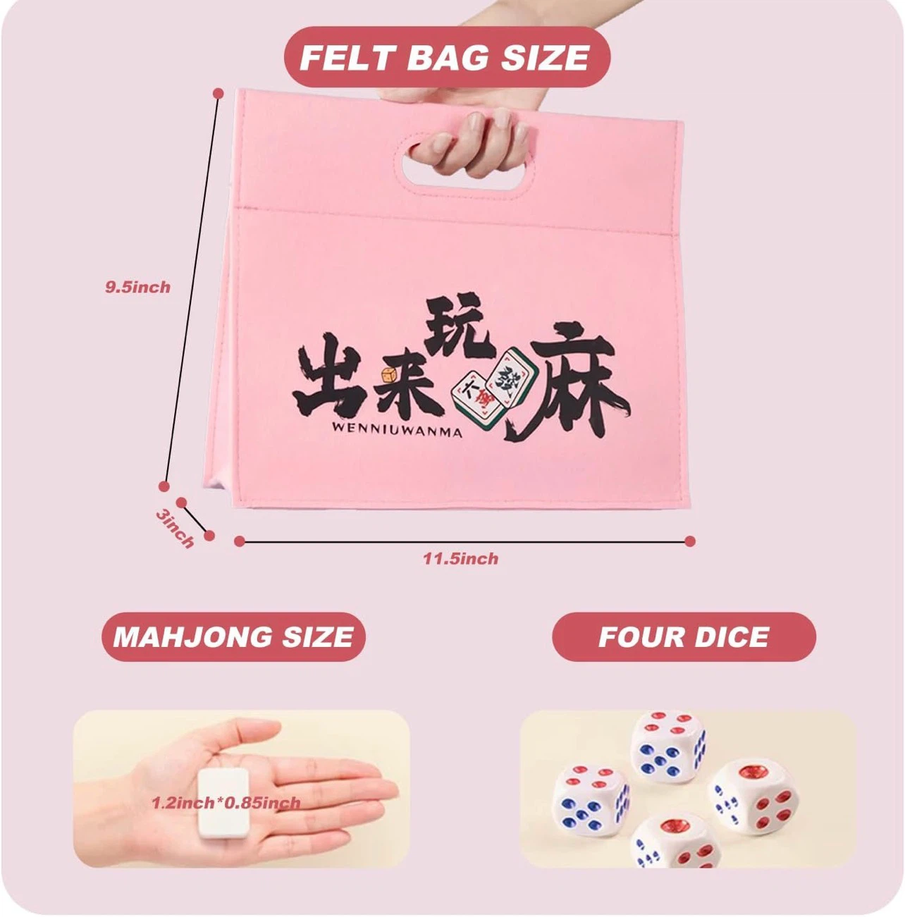 Mahjong Set with Felt Bag and Dice - photo 2