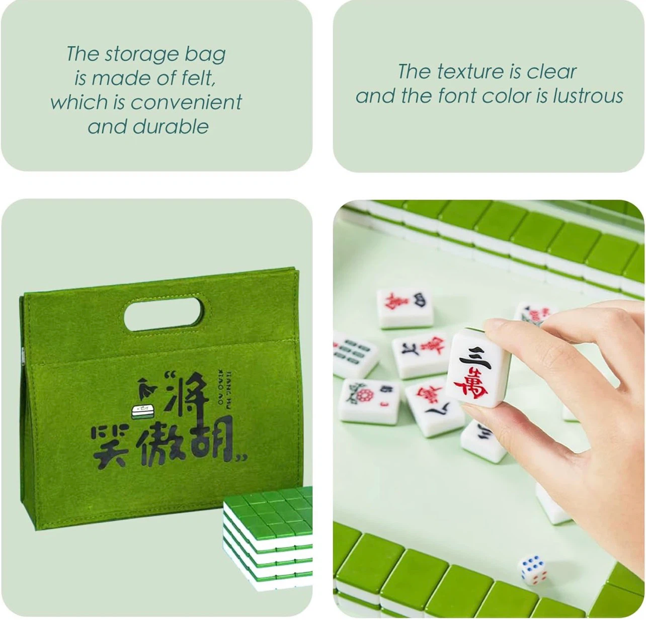 Mahjong Set with Felt Bag and Dice - photo 4
