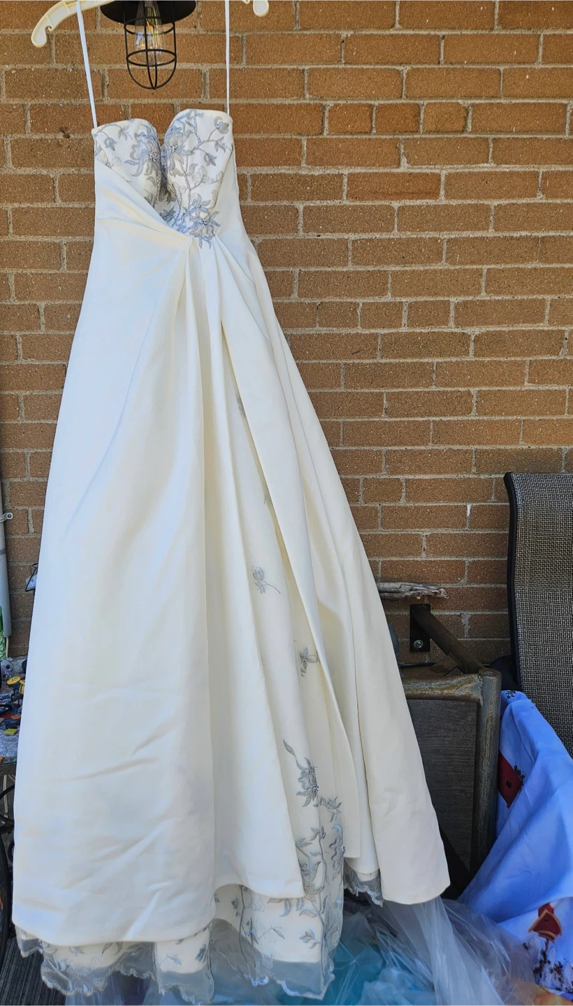Strapless Wedding Dress with Silver Embroidery - photo 5