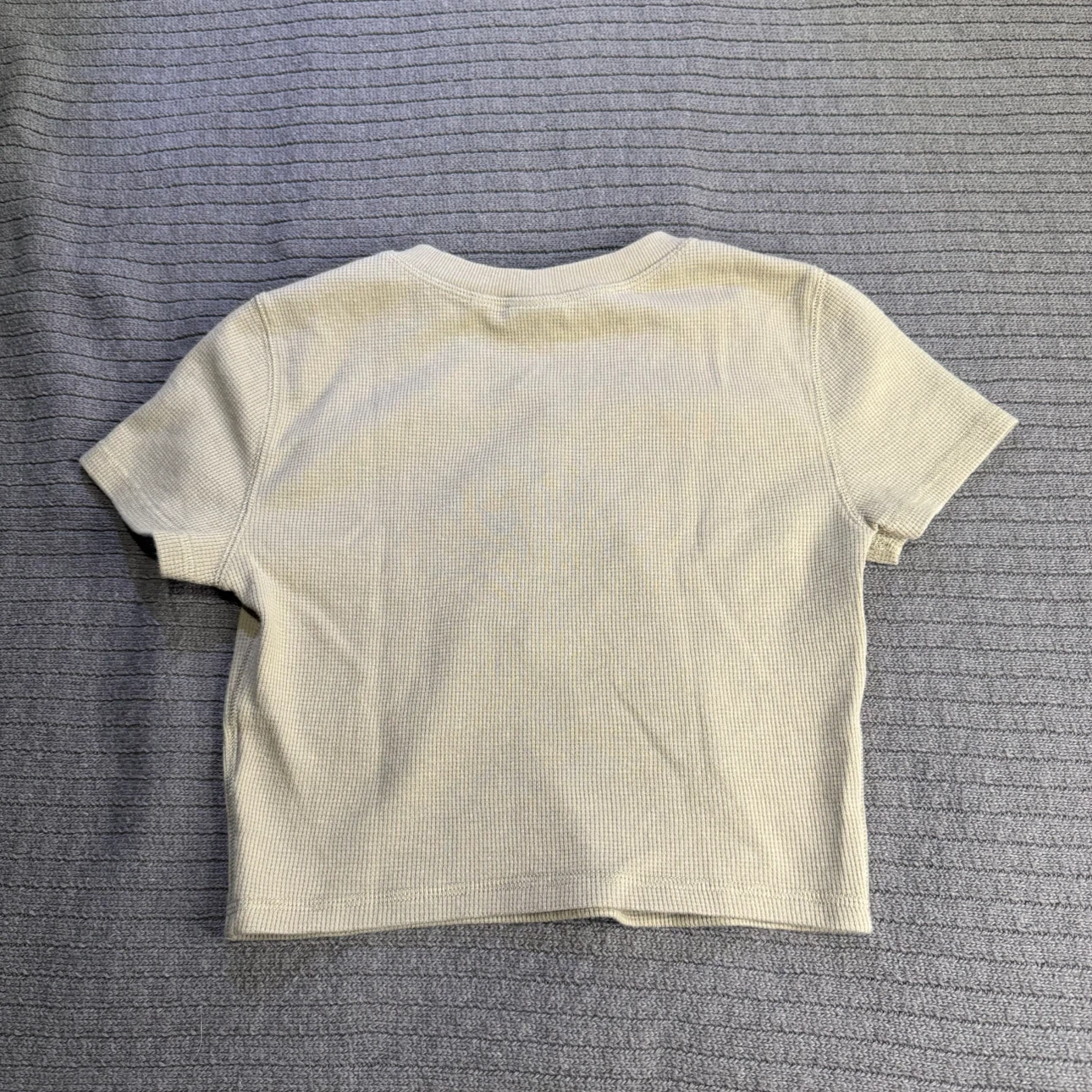 Sunday Best Beige Waffle Knit Button-Up Crop Top - photo 4