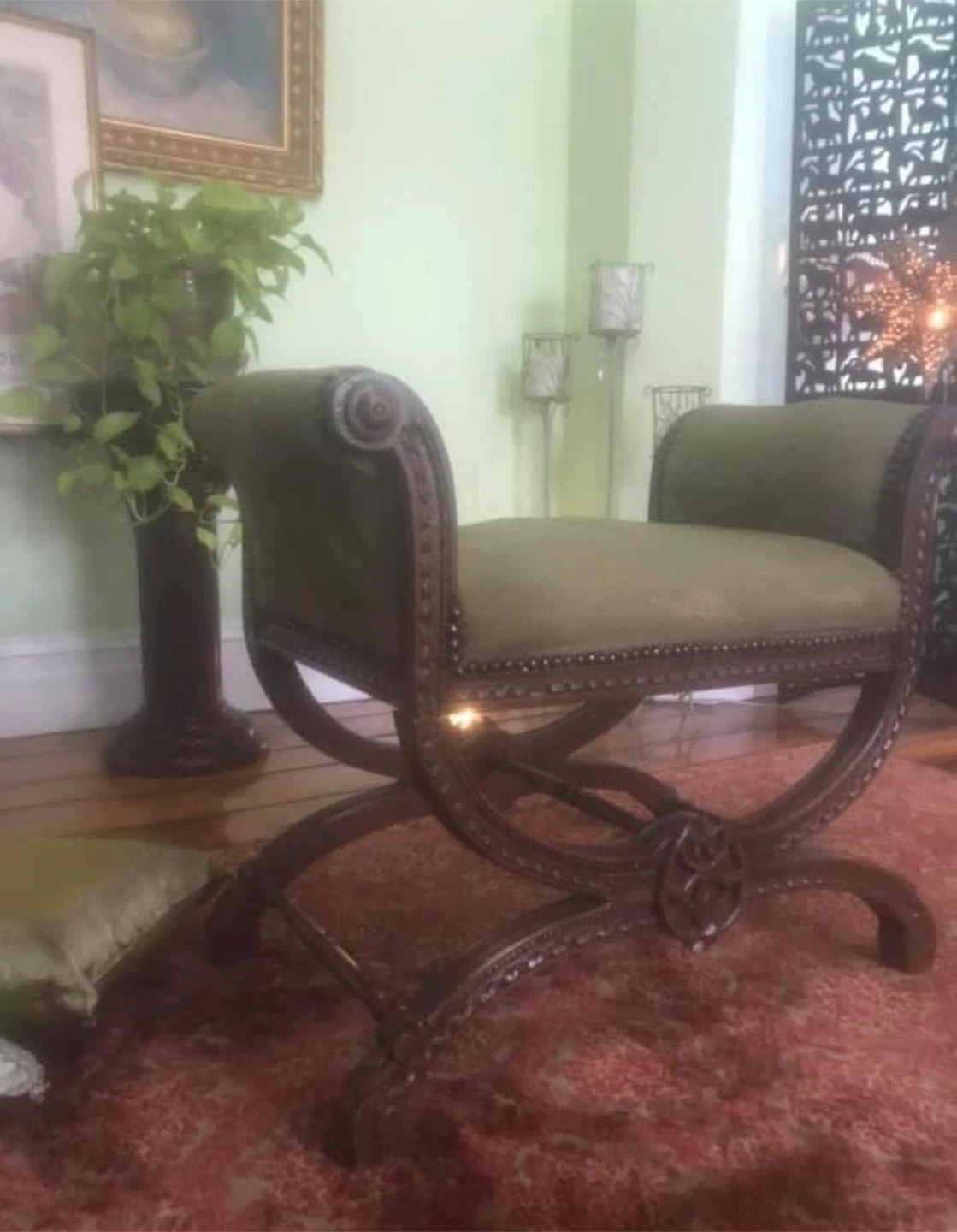 Antique X-Frame Bench