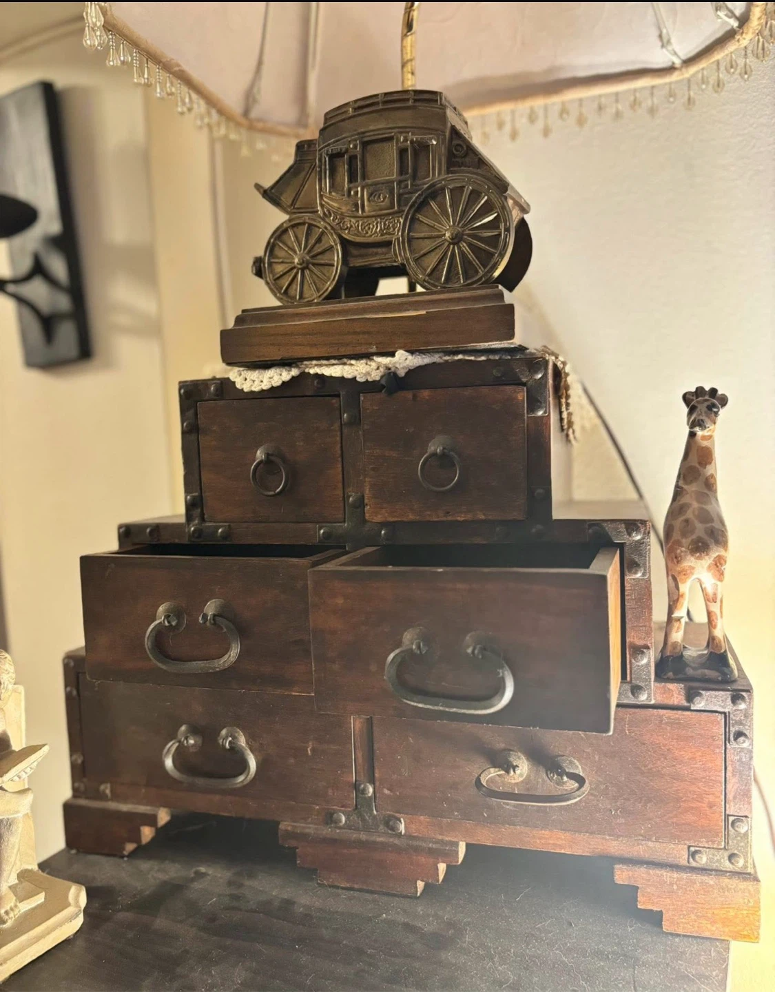 Vintage Wooden Chest of Drawers Jewelry Box Organizer