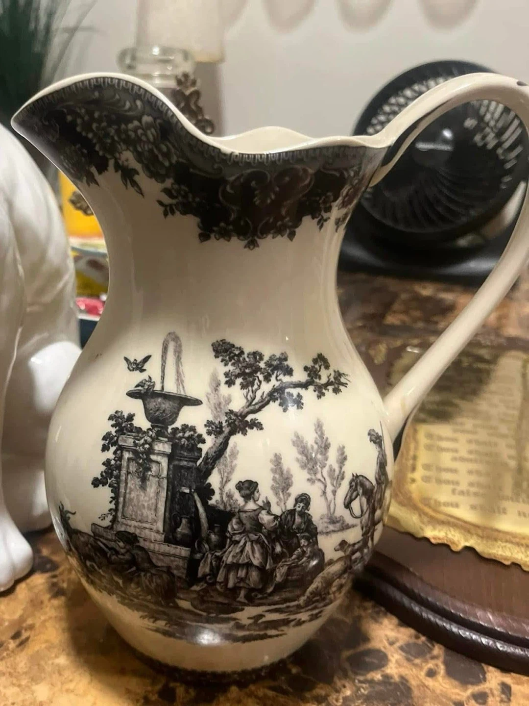 Vintage Toile Scene Pitcher