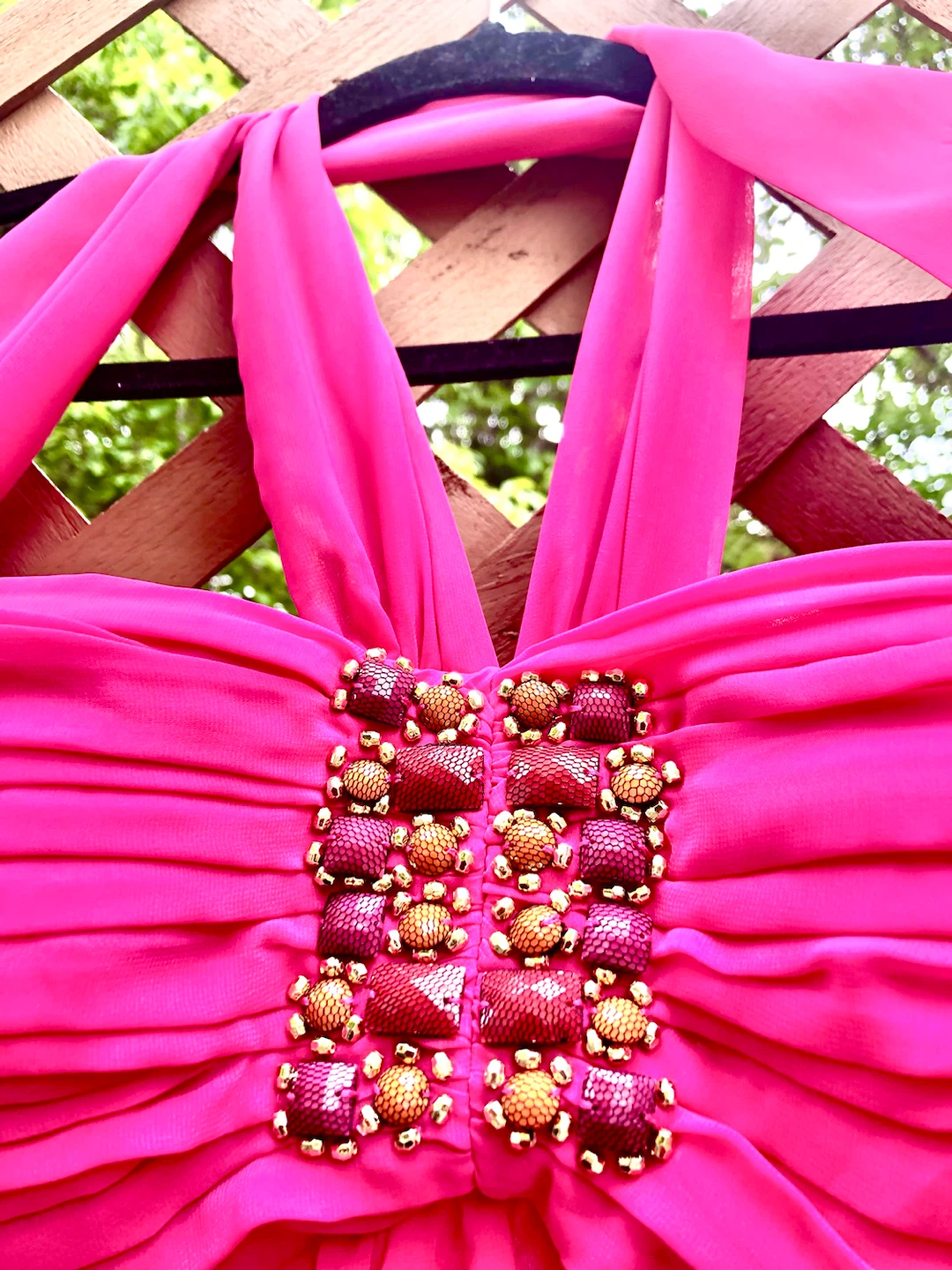 💕Hot Pink Halter Neck Embellished Maxi Dress - photo 2
