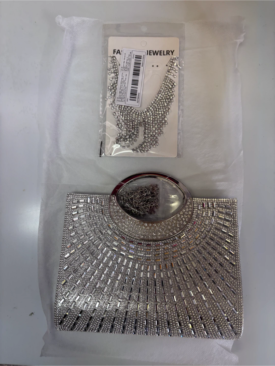 Sparkly Evening Clutch and Necklace Set