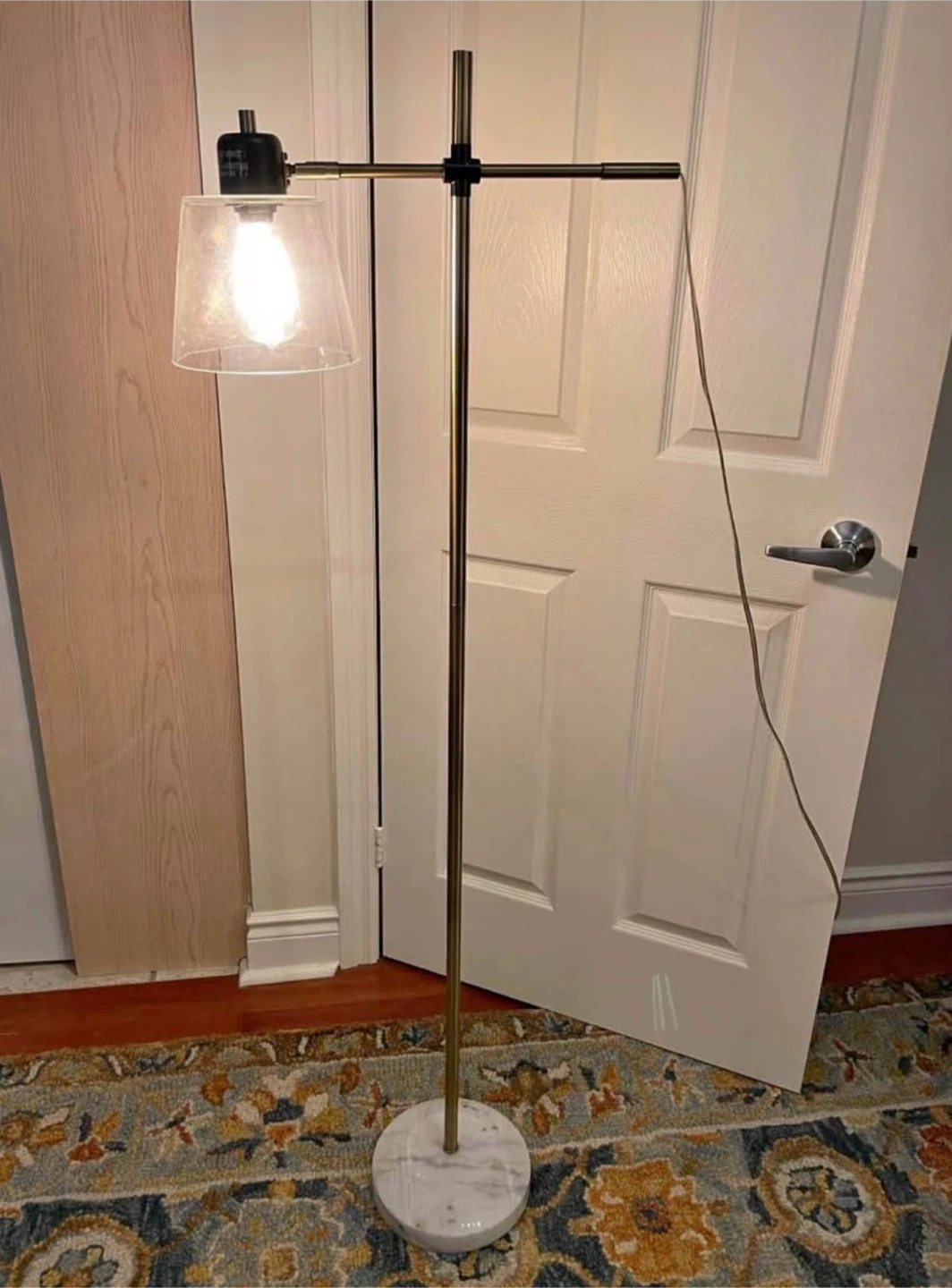 Solid gold lamp with marble base - 5ft height