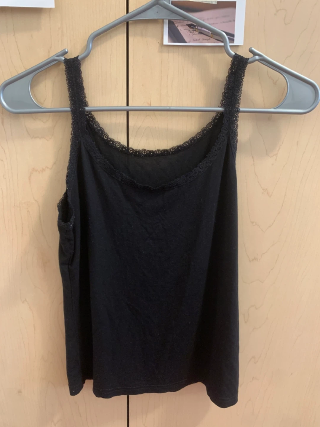 Size S Black Lace-Trim Camisole Tank Top - Layering Essential