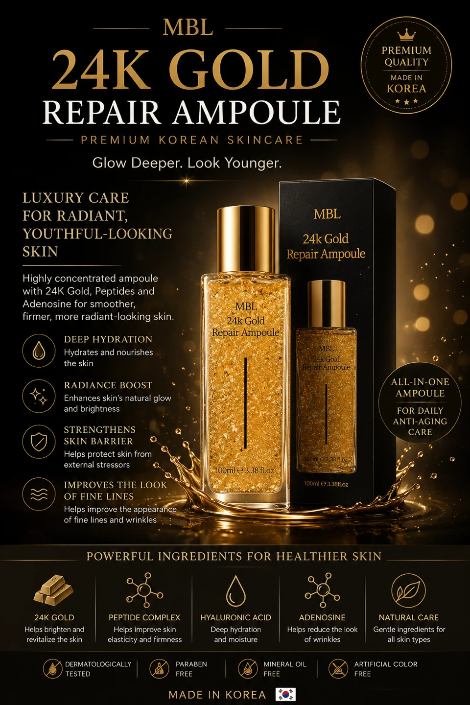 MBL 24K Gold Repair Ampoule - Premium Korean Skincare - photo 3