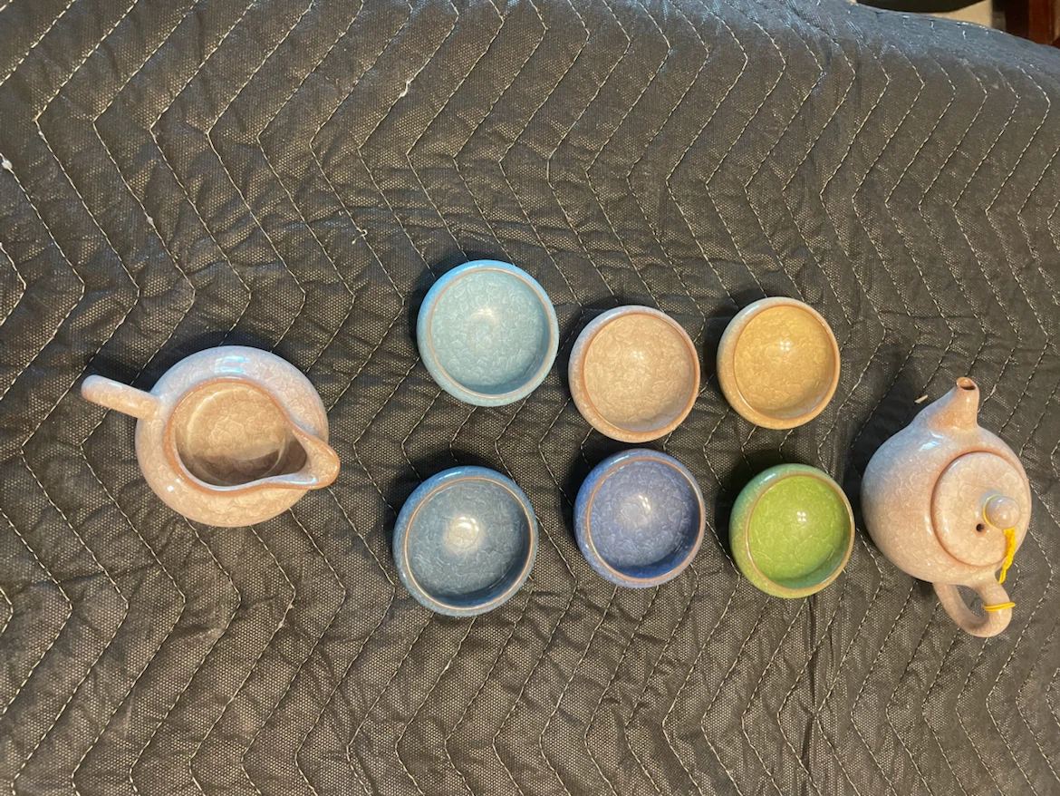 Ceramic tea set and serving trays - photo 2