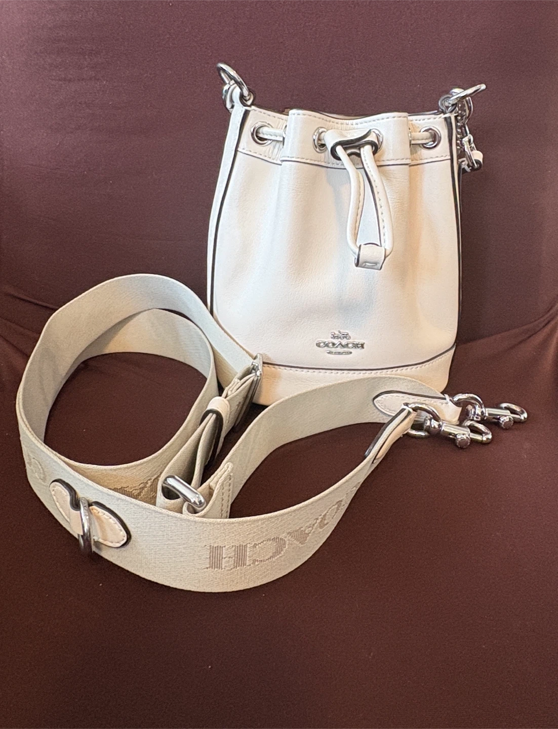 Coach Off-White (Chalk) Leather Mini Bucket Bag Minimalist