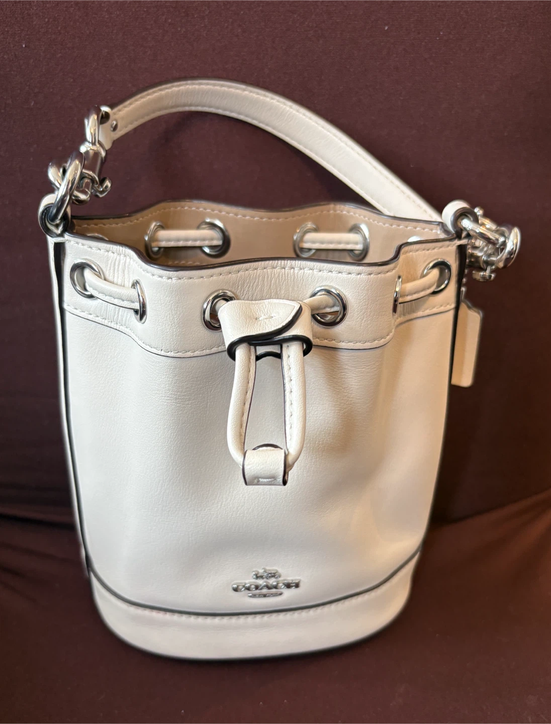 Coach Off-White (Chalk) Leather Mini Bucket Bag Minimalist - photo 2