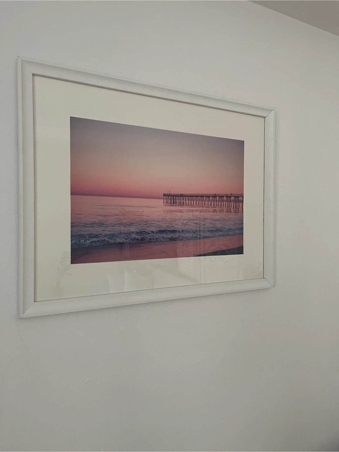 Framed Beach Pier Sunset Wall Art