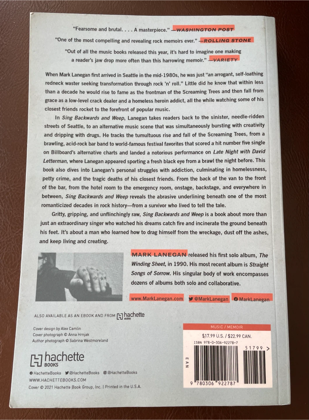 Mark Lanegan Sing Backwards And Weep Book - photo 3