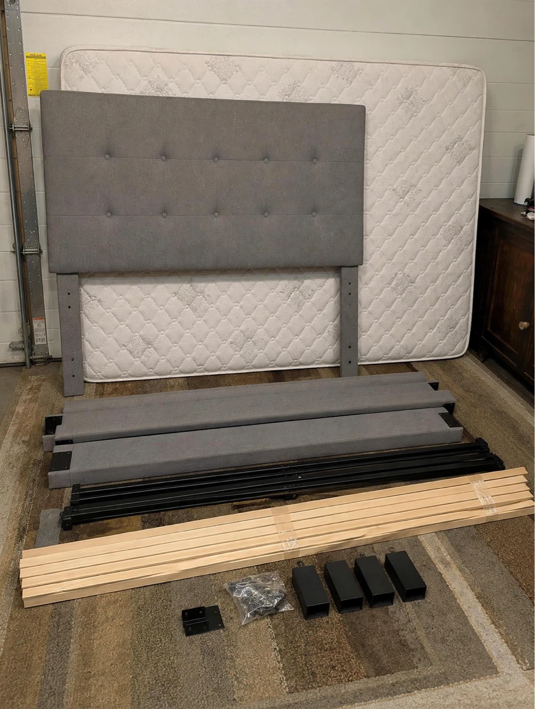 Queen size Gray Bed Frame with Mattress – Complete Set - photo 4