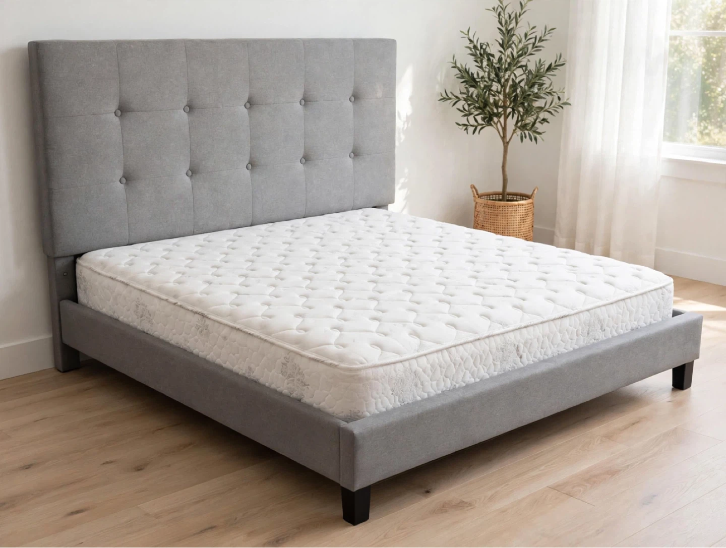 Queen size Gray Bed Frame with Mattress – Complete Set - photo 3