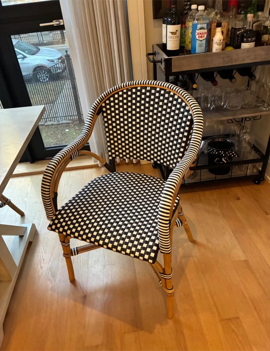 Black and White Woven Bistro Chair