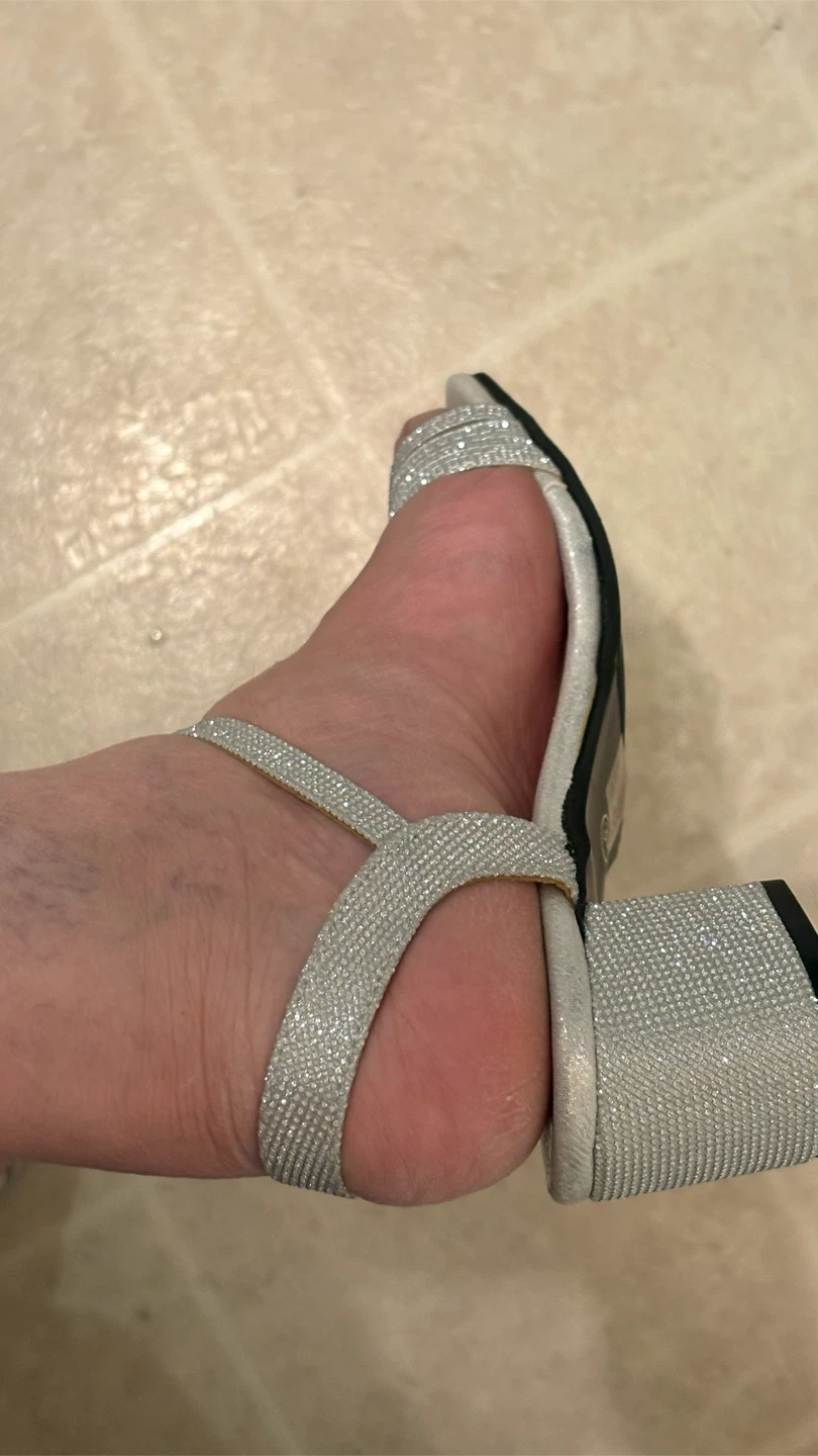 Sparkly Silver Strappy Block Heels size 37 - photo 2