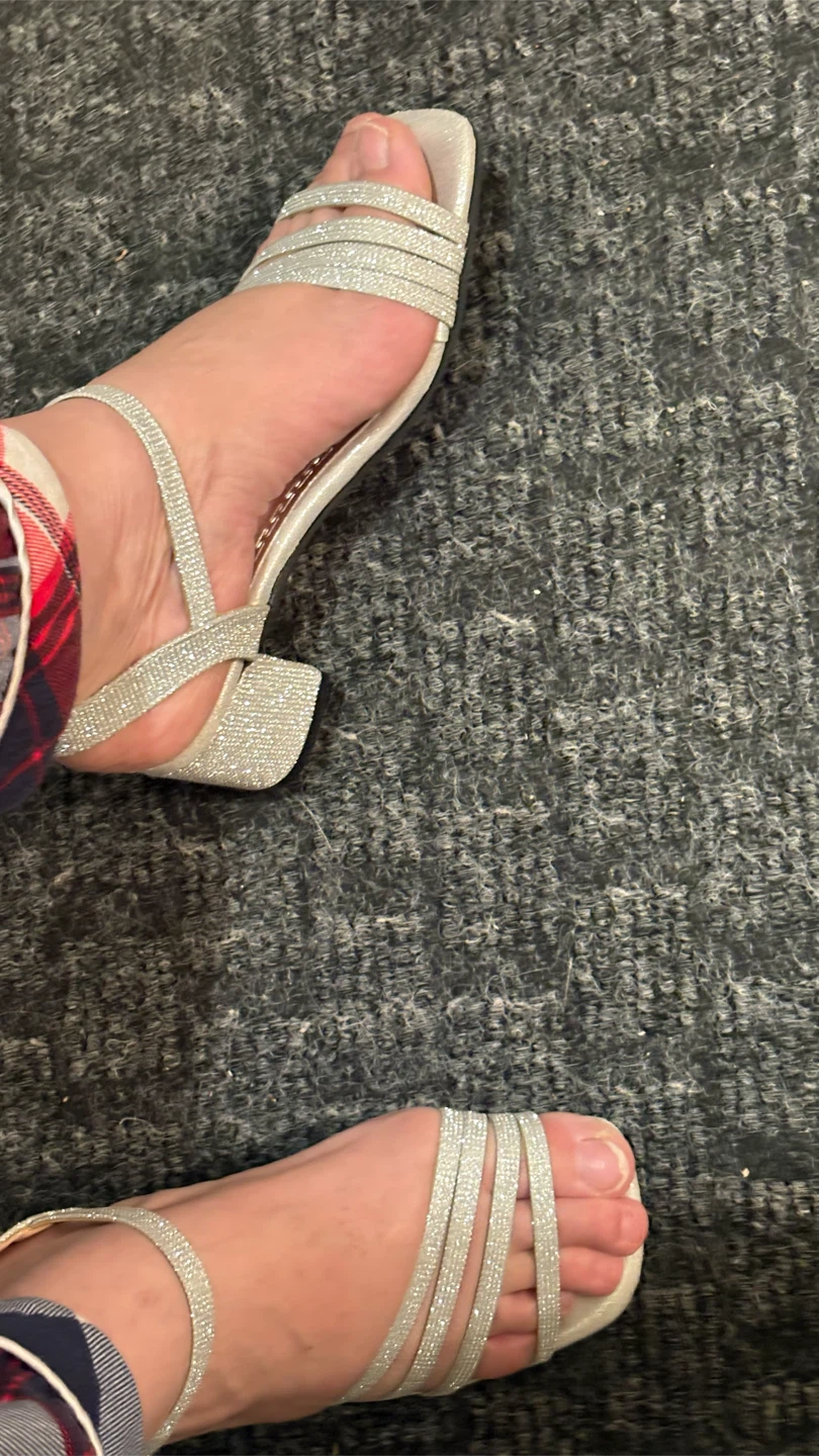 Sparkly Silver Strappy Block Heels size 37 - photo 4